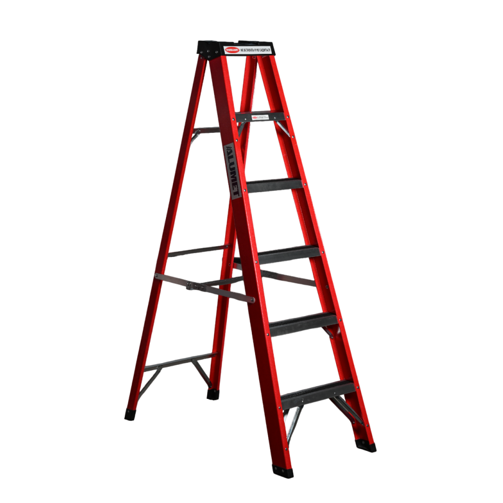 Стремянка стеклопластиковая 5 ступеней Alumet с органайзером