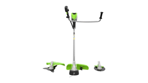 Триммер аккумуляторный c трехлопастным ножом и кусторезом Greenworks TB201HK5