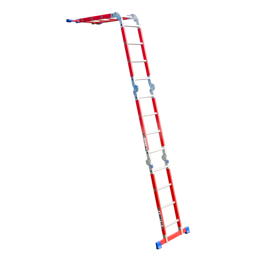 Лестница-трансформер стеклопластиковая четырёхсекционная шарнирная алюминиевая ступень  4*4