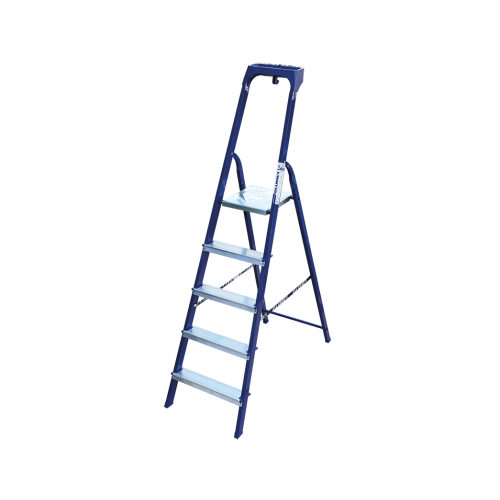 Стремянка стальная окрашенная с алюминиевыми ступенями с пластиковым органайзером 5 ст.