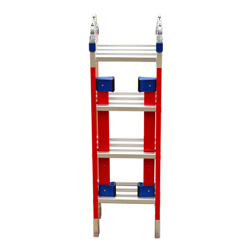 Лестница-трансформер стеклопластиковая четырёхсекционная шарнирная алюминиевая ступень  4*4