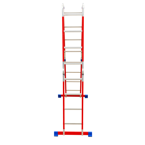Лестница-трансформер стеклопластиковая четырёхсекционная шарнирная алюминиевая ступень  4*4