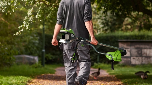 Триммер аккумуляторный c трехлопастным ножом и кусторезом Greenworks TB201HK5