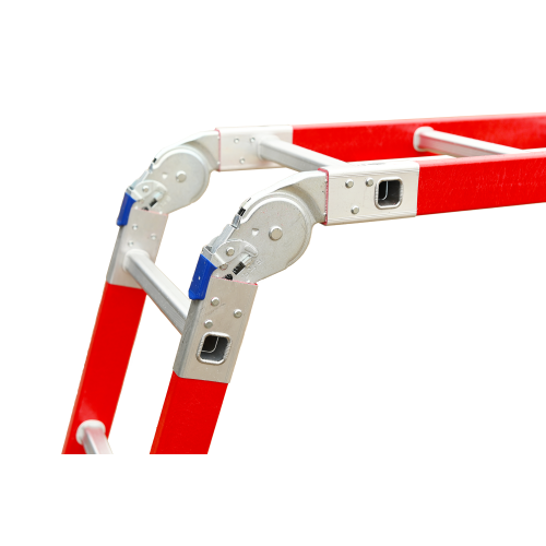 Лестница-трансформер стеклопластиковая четырёхсекционная шарнирная алюминиевая ступень  4*4