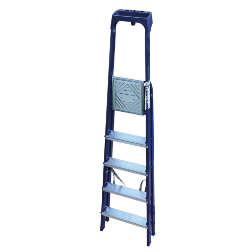 Стремянка стальная окрашенная с алюминиевыми ступенями с пластиковым органайзером 5 ст.
