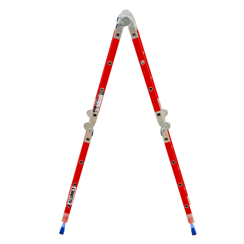 Лестница-трансформер стеклопластиковая четырёхсекционная шарнирная алюминиевая ступень  4*4