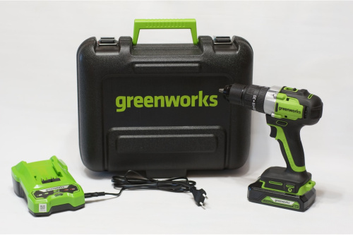 Дрель-шуруповерт Greenworks GD24DD60K2