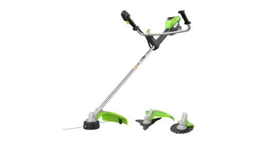 Триммер аккумуляторный c трехлопастным ножом и кусторезом Greenworks TB201HK5
