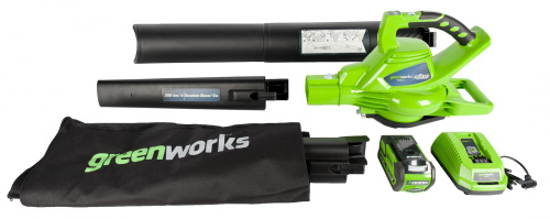 Воздуходув-садовый пылесос Greenworks GD40BVK4 + аккумулятор 4А*ч и зарядное устройство