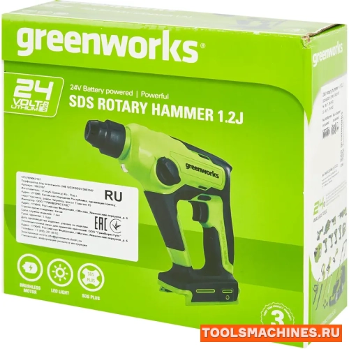 Аккумуляторный перфоратор Greenworks GD24SDS1 с АКБ 2Ач и ЗУ